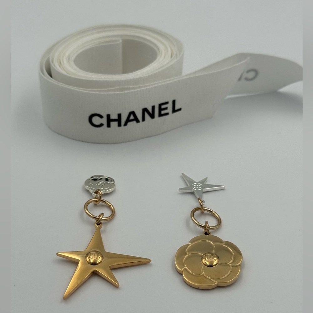 Chanel Camellia & Comet holiday charm w/ribbon